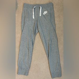 Nike gray joggers with ribbon tie, size small
